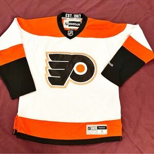 Reebok Philadelphia Flyers White, Orange & Black Hockey Jersey Sz Small